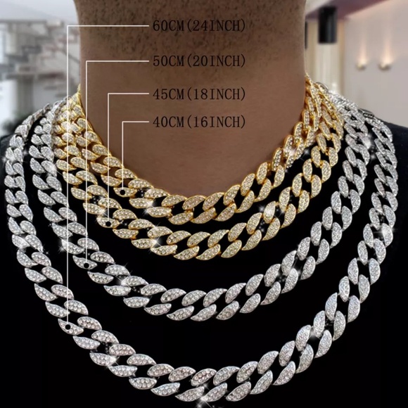 14K Yellow Gold Iced Out Cuban Link Diamond Chain for Men  Men’s Cuban Link Gold Diamond Chain 20’ or 24’
